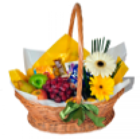 Cesta de Café Luxo com Frutas e Flores