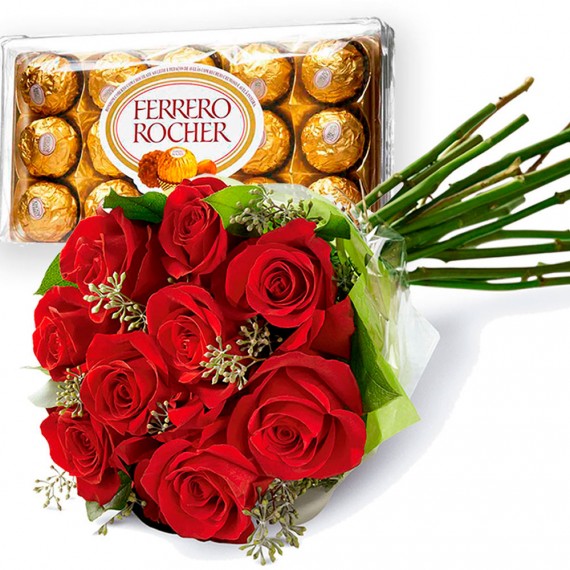 Buquê de Flores com Chocolates
