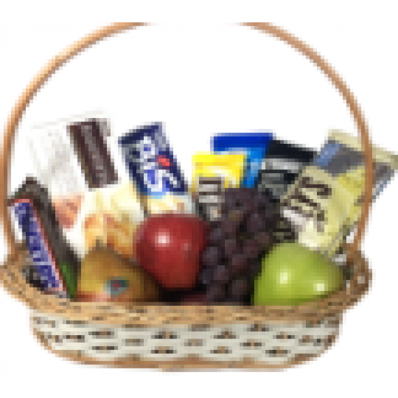 Cesta de frutas e chocolates